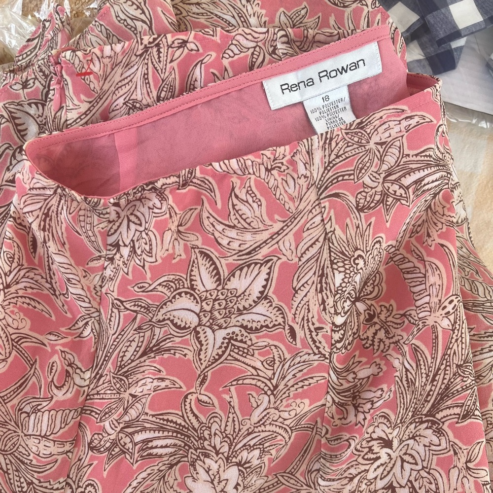 Rena Rowan Asymmetrical Floral Skirt Pink Size 18